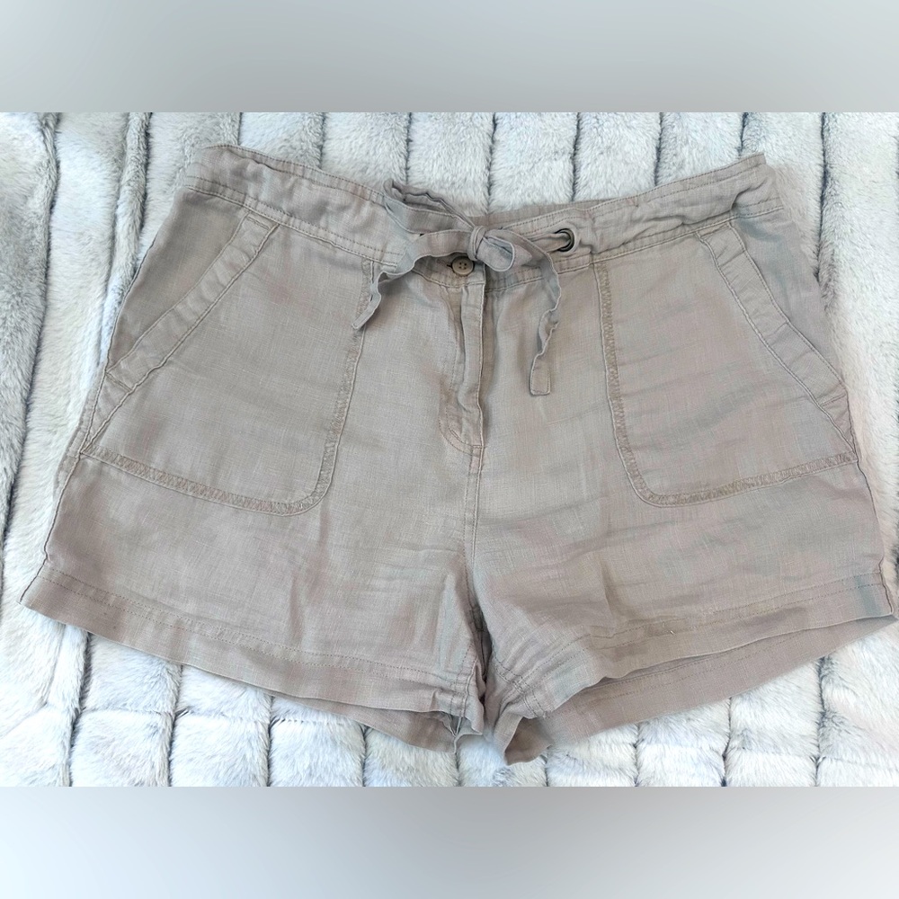 Linen Drawstring Shorts w/Front & Back Pockets